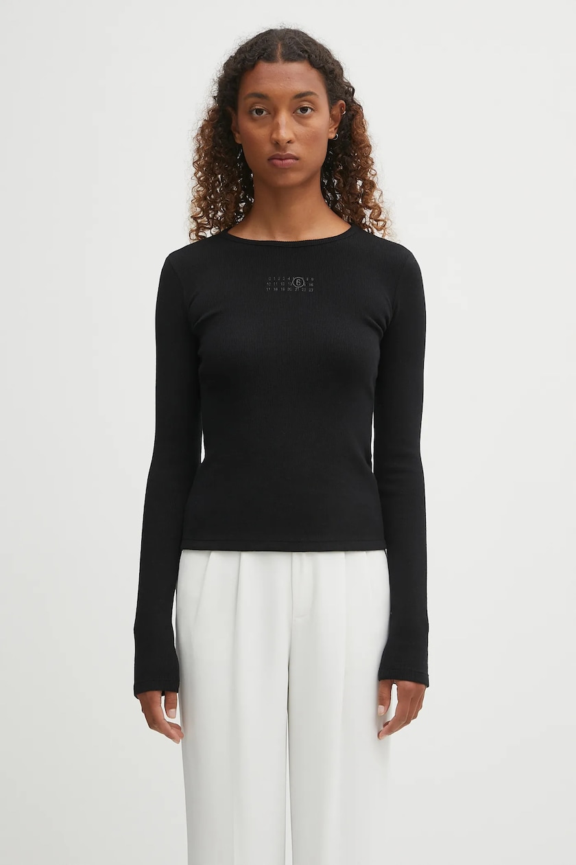 MM6 Maison Margiela wool blend longsleeve top black color MM6 Maison Margiela wool blend longsleeve top black color