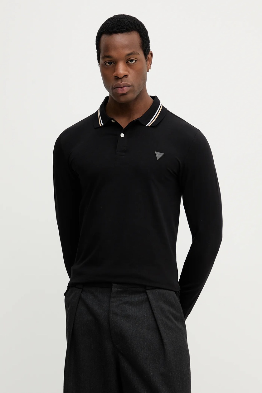 Guess longsleeve męski kolor czarny z aplikacją M5RI13 J1314
