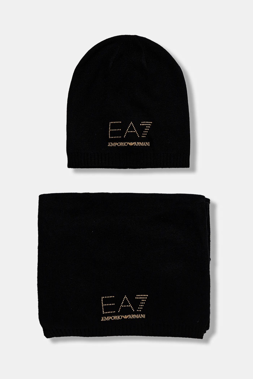 EA7 Emporio Armani cappello e sciarpa con aggiunta di lana