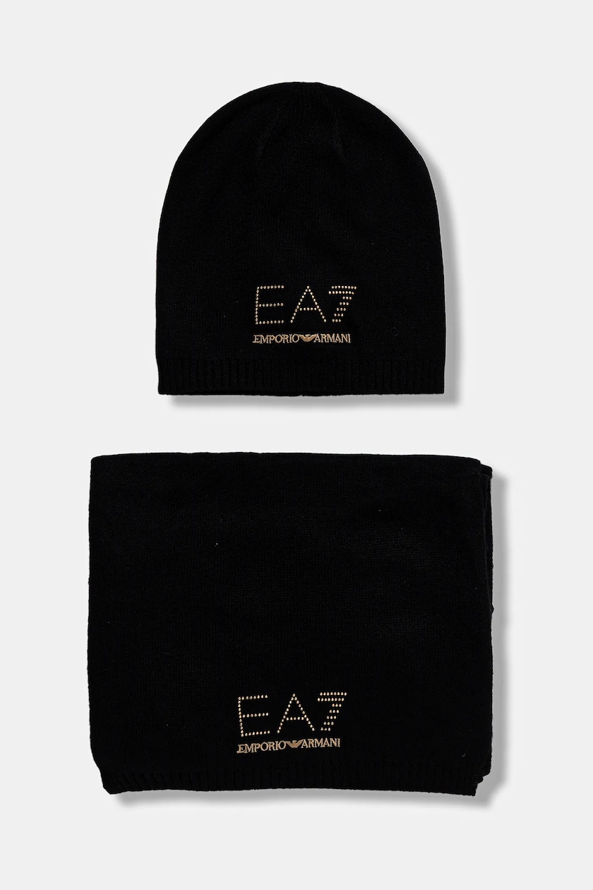 EA7 Emporio Armani cappello e sciarpa con aggiunta di lana