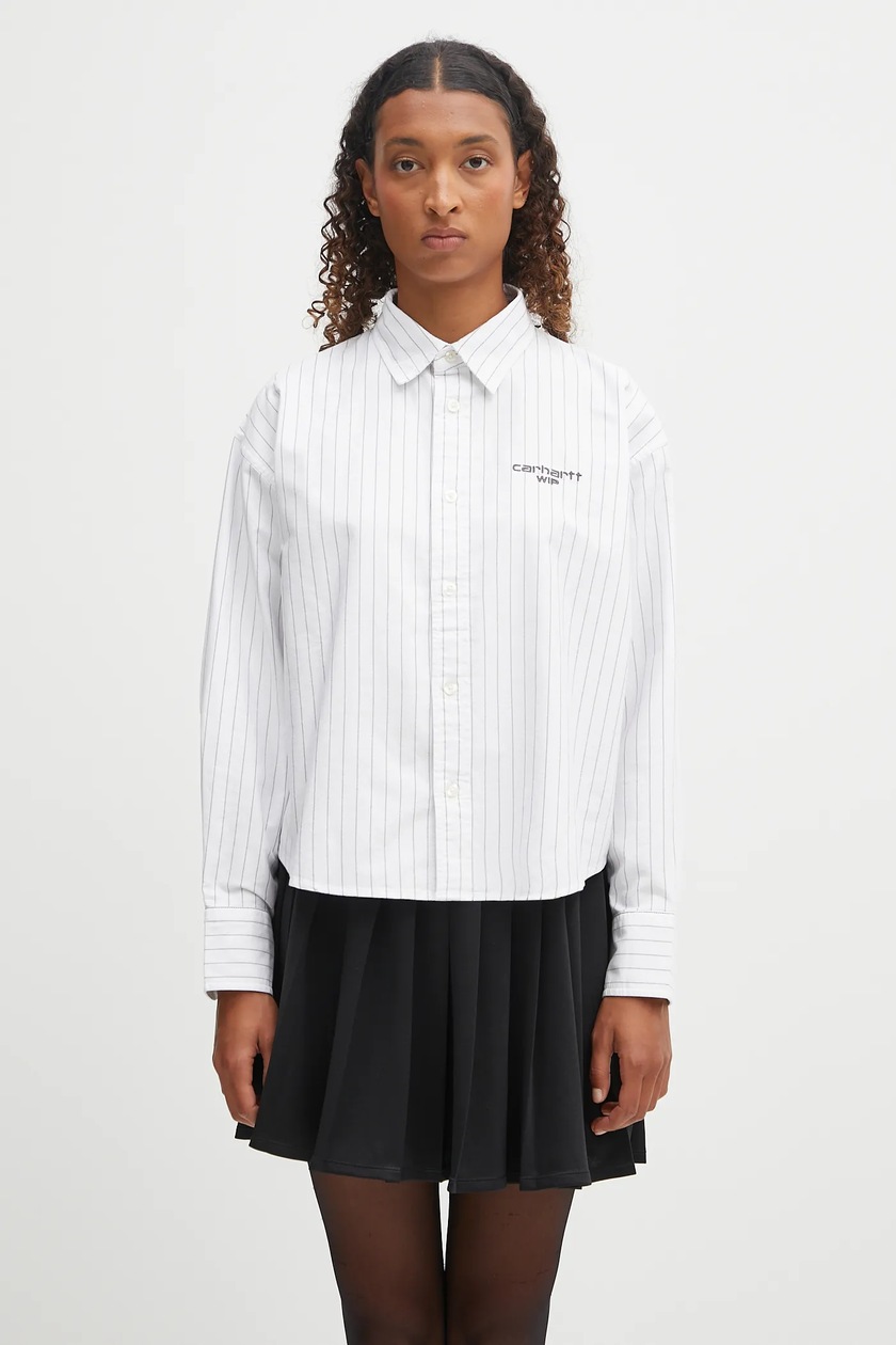 Carhartt WIP cotton shirt W'''''''' L/S Cassel Shirt black color