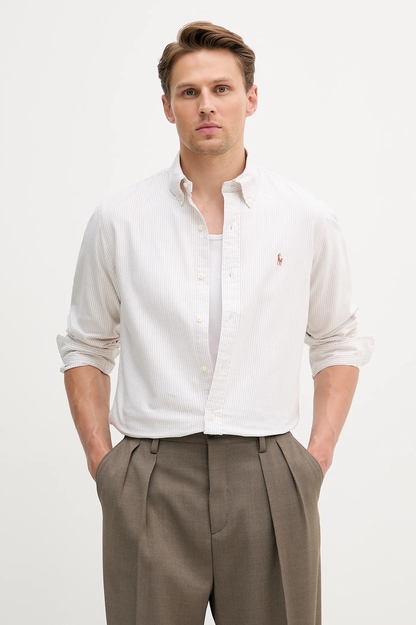 Polo Ralph Lauren linen shirt Long Sleeve Sport Shirt beige