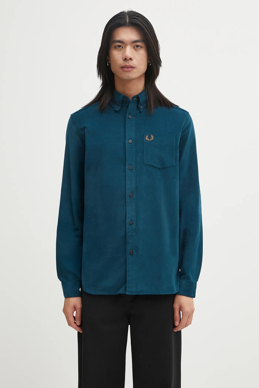 Fred Perry cotton shirt green color regular M1737 at PRM US