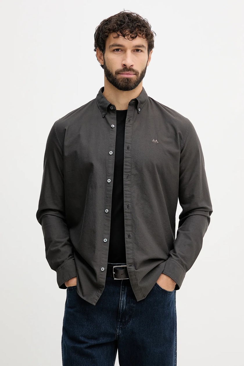 Camicia Uomo L.L.Bean In Camoscio Leggero - Taglia 2XL Grigio Antracite - Nuova Con Etichette