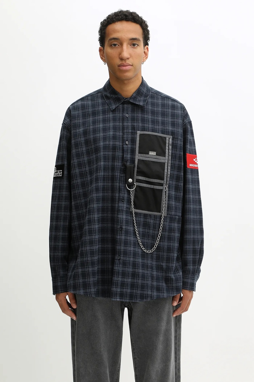 Human Made wool shirt Wool Cpo navy blue color HM26SH008 at PRM US