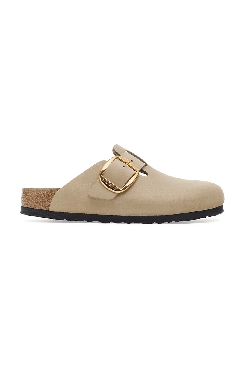 Birkenstock klapki zamszowe Boston Braided damskie kolor