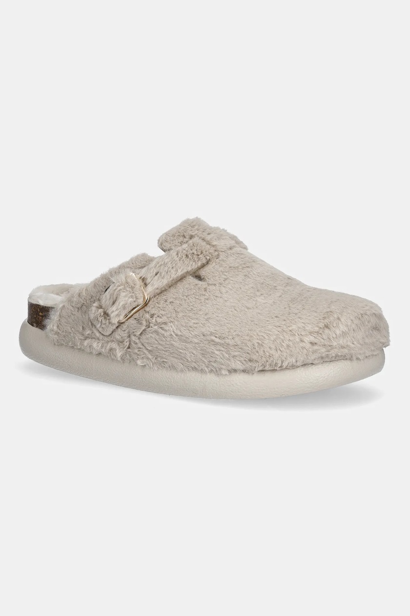 Birkenstock papuci de casă Boston Big Buckle Teddy culoarea bej