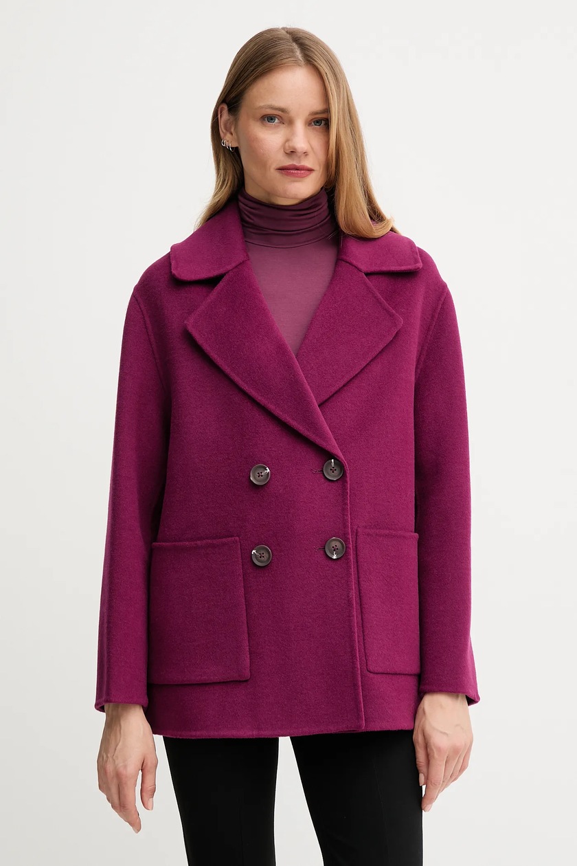 United Colors of Benetton płaszcz z wełną kolor granatowy