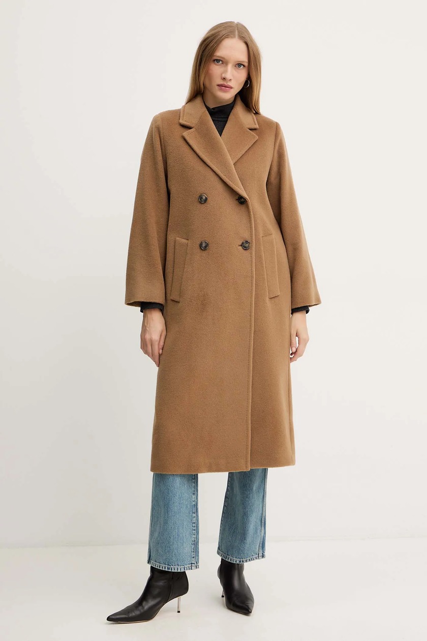 Weekend Max Mara płaszcz z dodatkiem wełny ZUFOLO kolor zielony