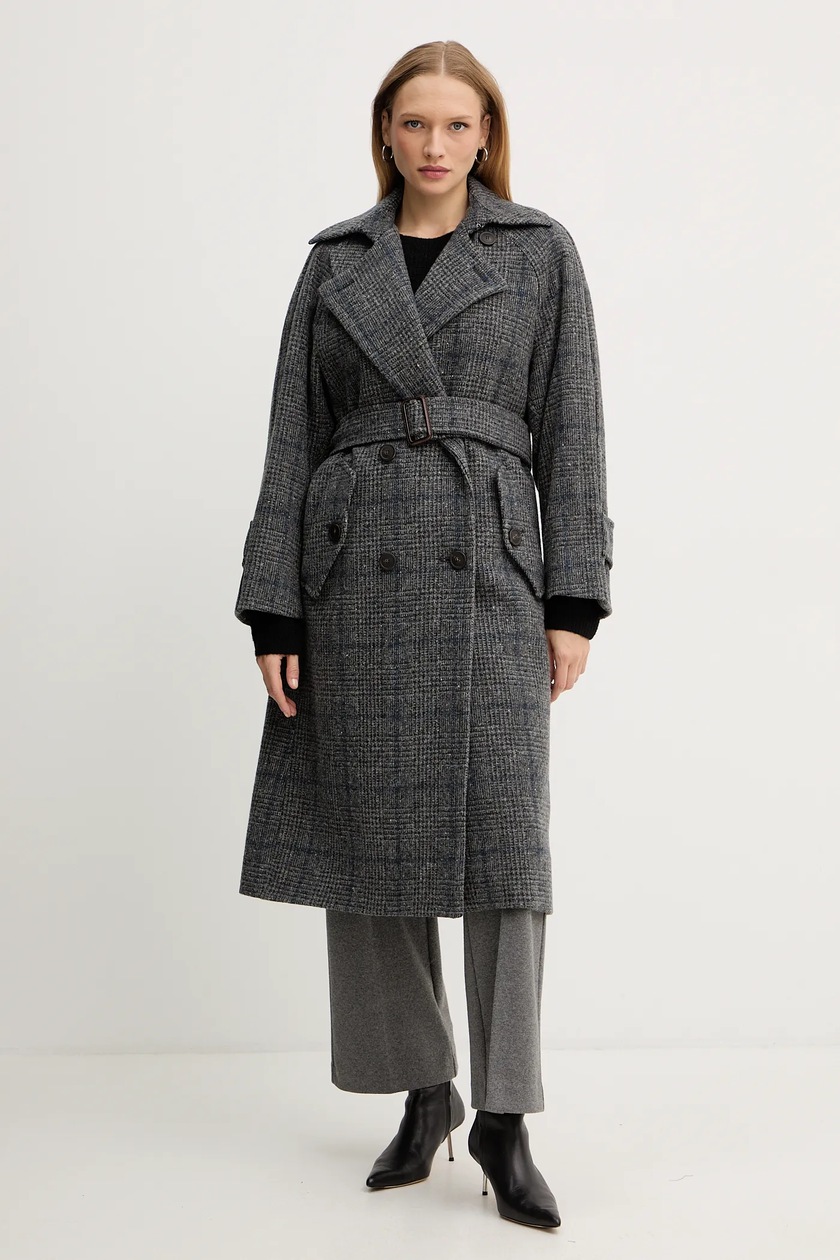 Weekend Max Mara płaszcz z dodatkiem wełny ZUFOLO kolor czarny