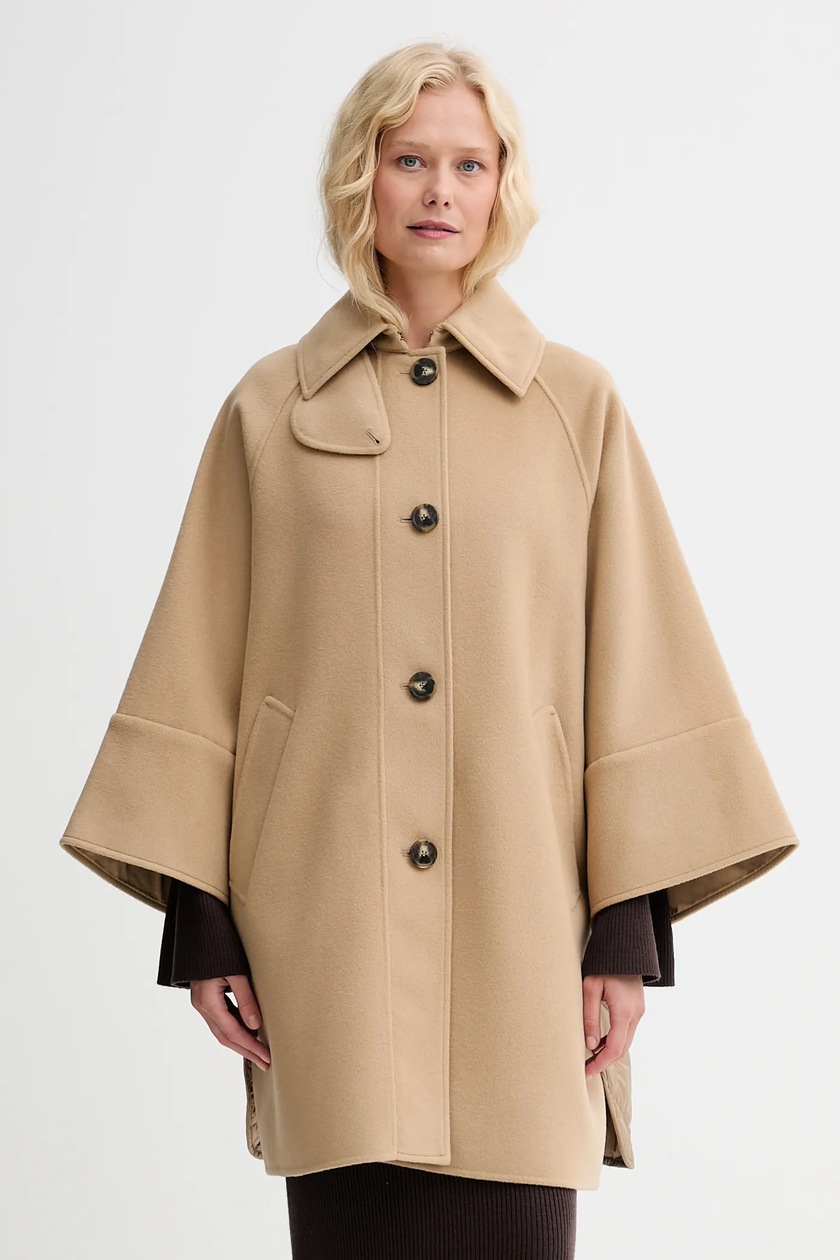 ま Weekend Max Mara płaszcz z dodatkiem wełny RUFO kolor beżowy