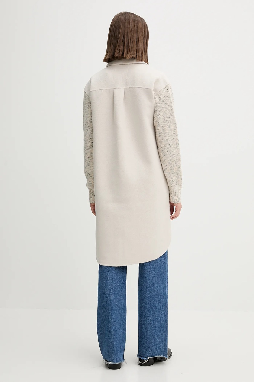 Desigual płaszcz z wełną JINU kolor beżowy 25WWEW59