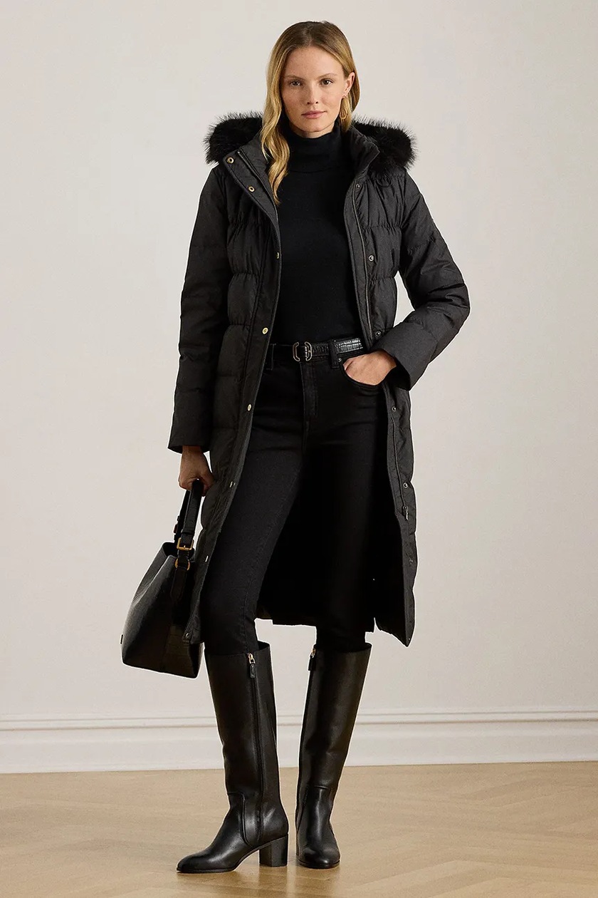 Lauren Ralph Lauren kurtka puchowa kolor czarny przejściowa