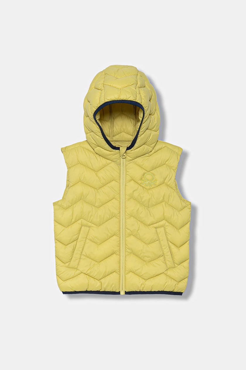 Gilet Matelassé Garçon United Colors Of Benetton - Bleu, Taille 4 Ans, Nylon, Avec Capuche Et Fermeture éclair