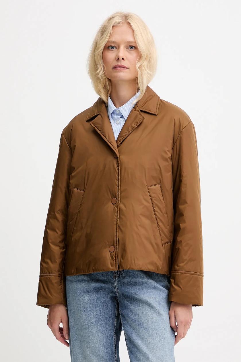 Weekend Max Mara ramoneska skórzana damska kolor brązowy