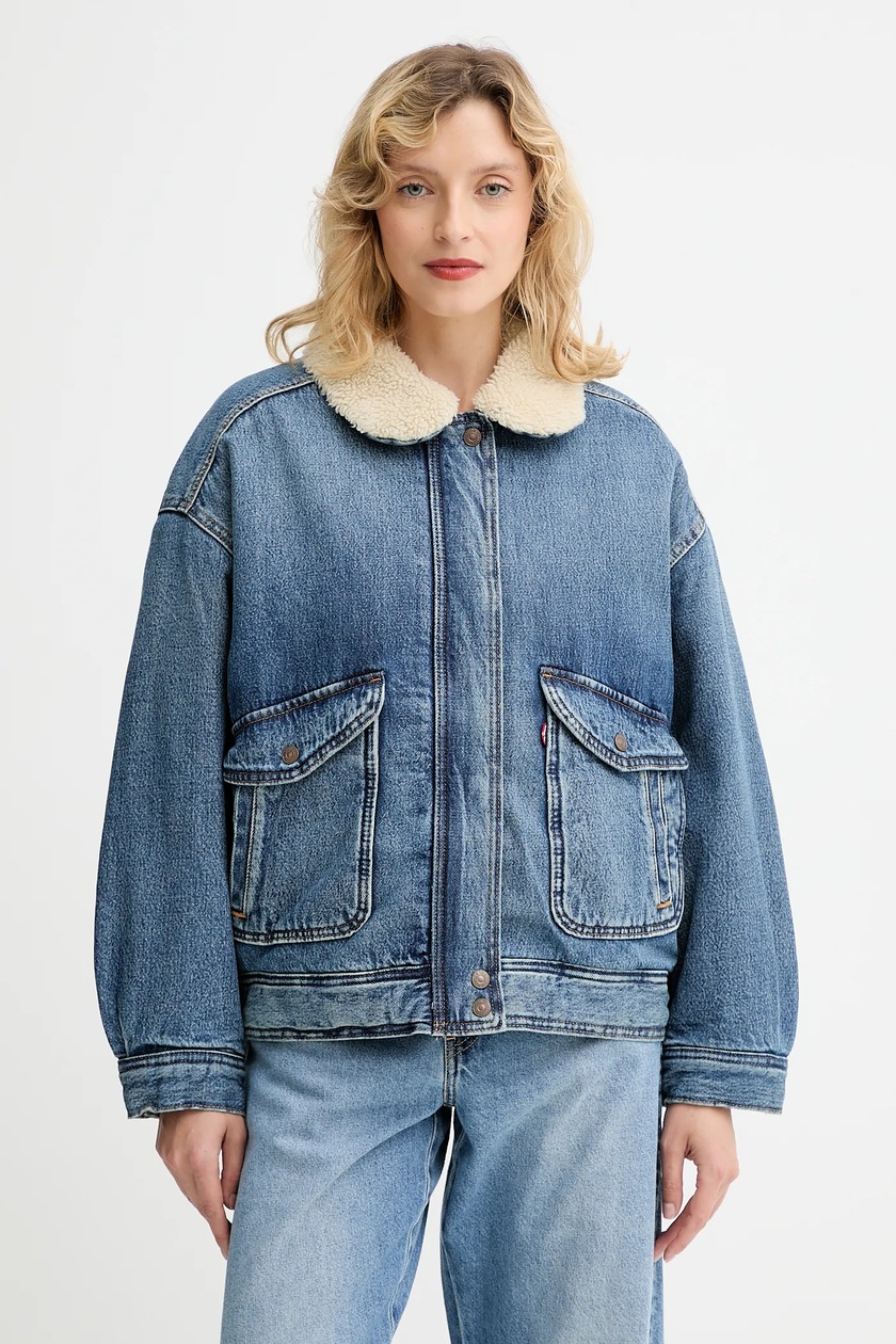 Levi's kurtka jeansowa kolor granatowy zimowa 003JF | Answear.com