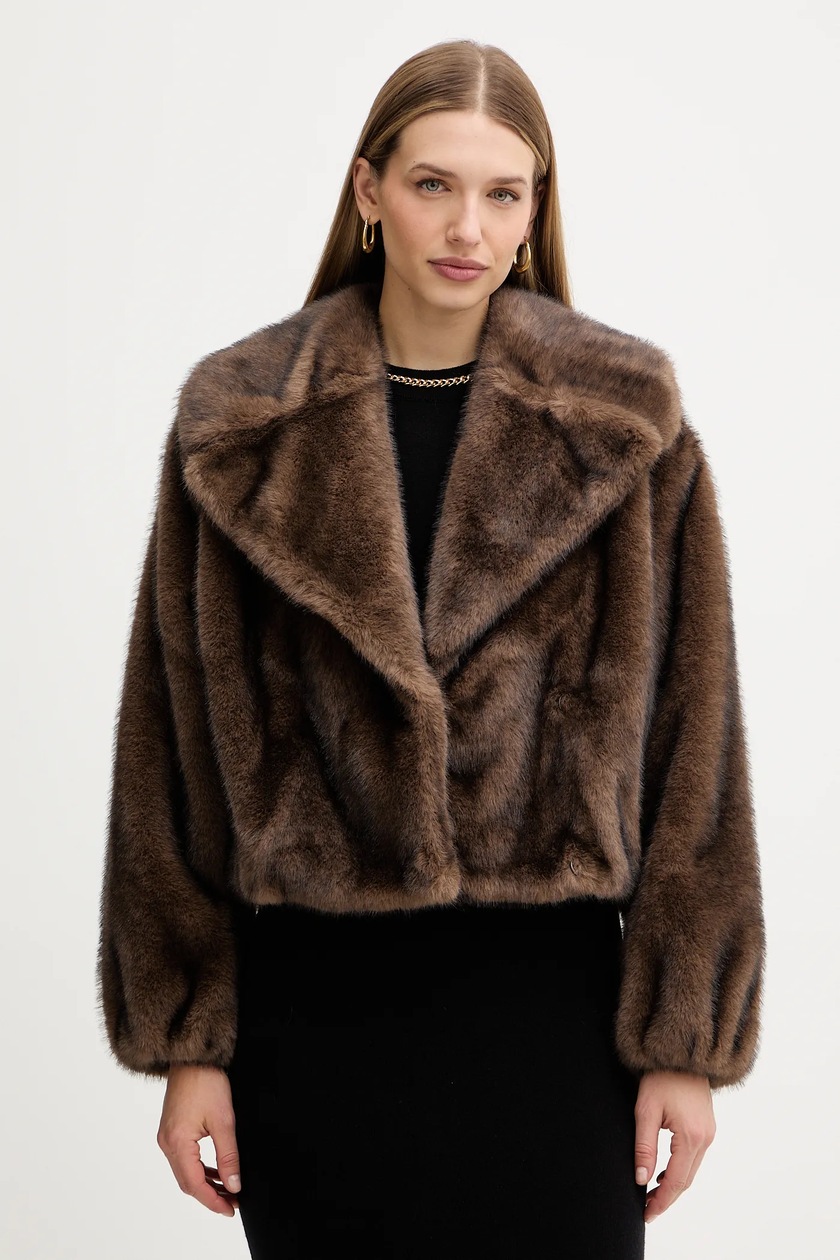 Twinset kurtka kolor brązowy przejściowa 252AT2191 | Answear.com