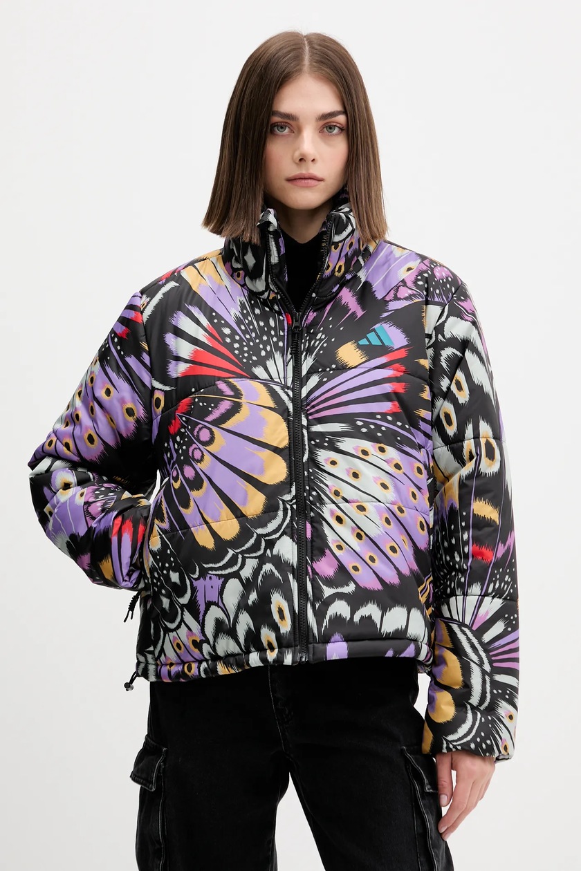 adidas geacă x Farm Rio culoarea negru, de iarnă, oversize, JL8611