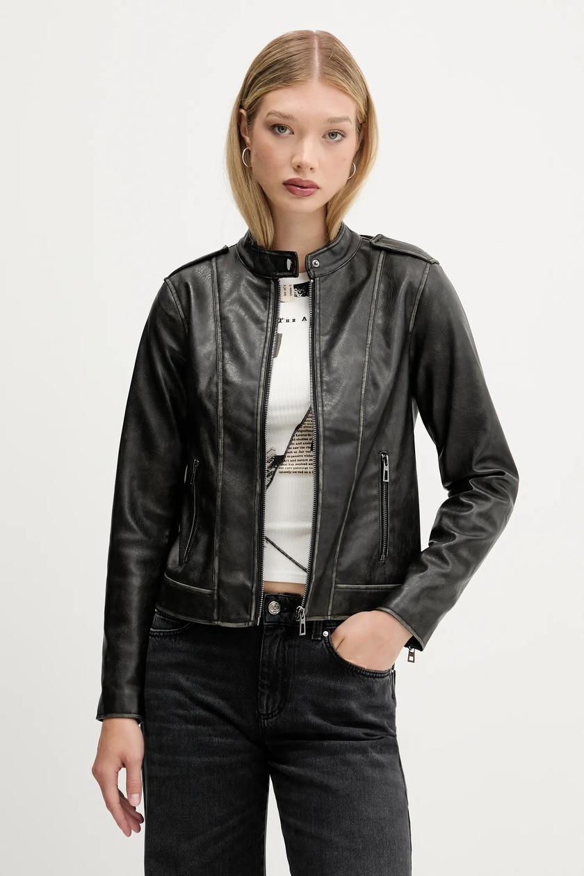 Weekend Max Mara ramoneska skórzana damska kolor brązowy