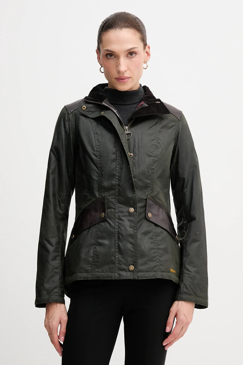 Barbour kurtka bawełniana Acorn Wax Jacket kolor zielony