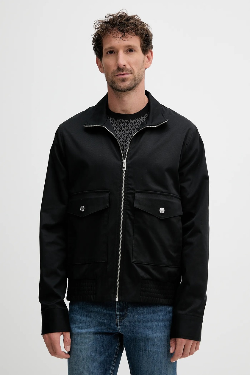 ジャケット・アウター Michael Kors Jacket Michael Kors Logo Tape Nylon Puffer Jacket - Black