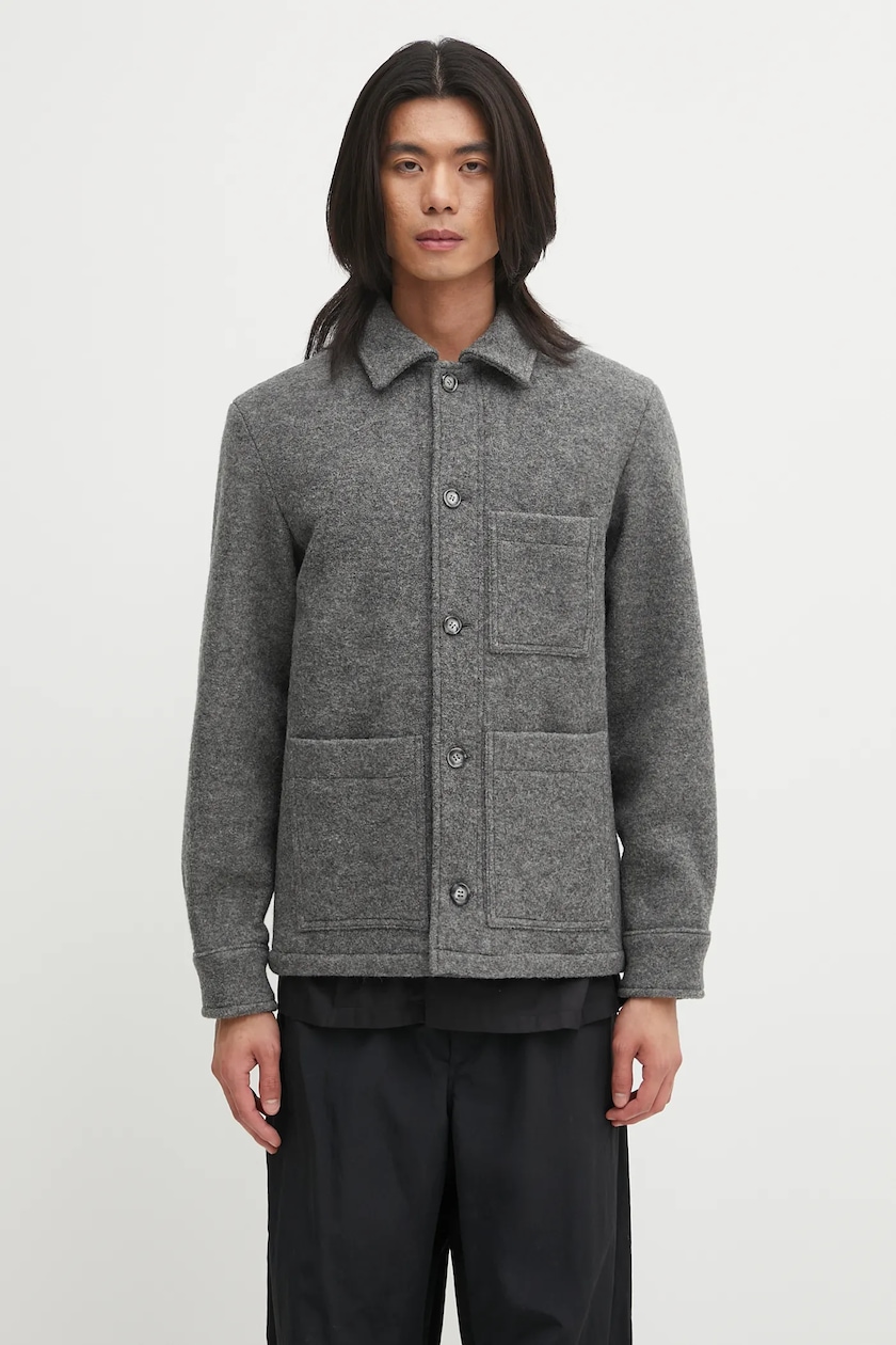 A.P.C. linen blend coat Mac Edouard navy blue color COGXT.M01549 A.P.C. linen blend coat Mac Edouard navy blue color COGXT.M01549