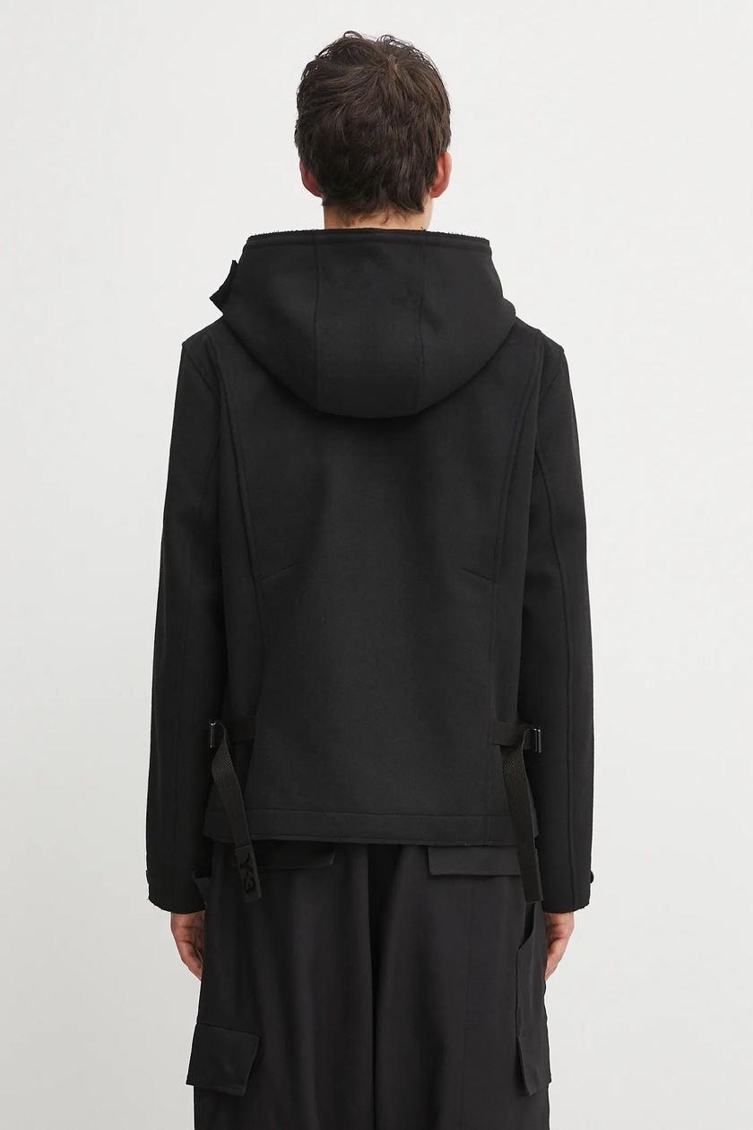 Y-3 wool blend jacket Bonded Melton black color JX4821 at PRM US