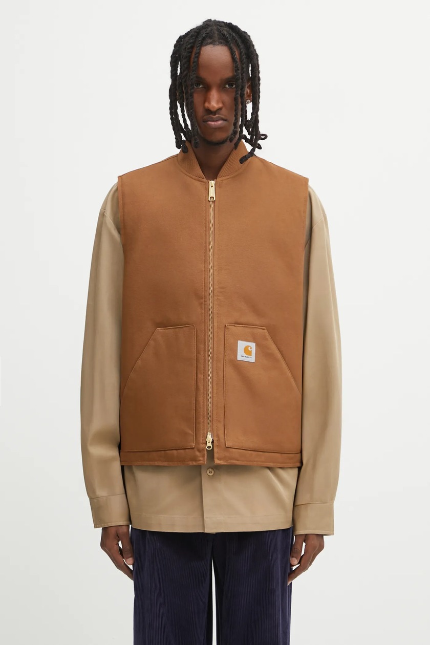 Carhartt WIP cotton vest Classic Vest men's brown color I026457