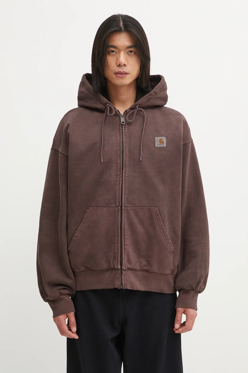 Carhartt WIP cotton sweatshirt Hooded Vista Jacket brown color