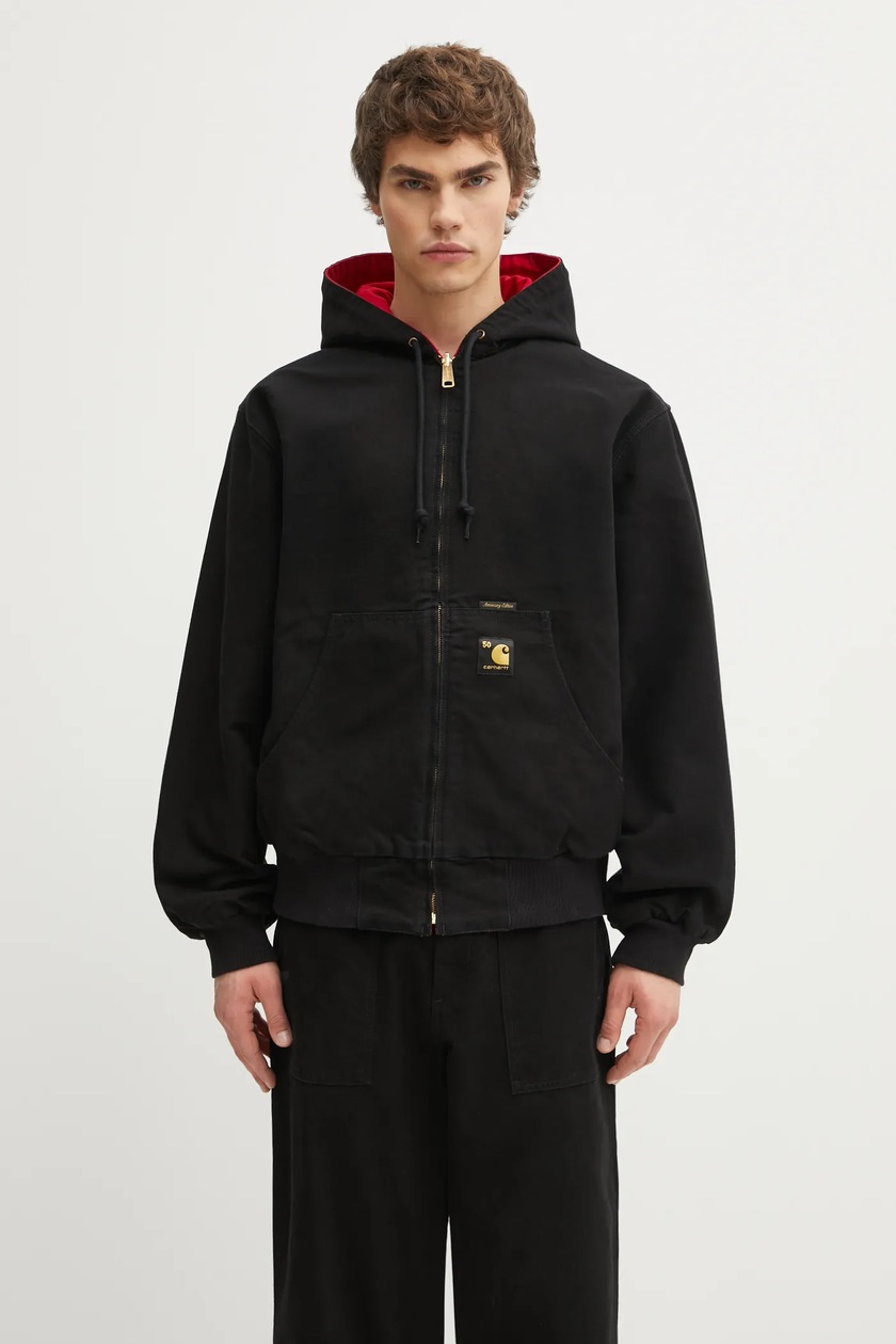 ジャケット・アウター carhartt Windbreaker Pullover M Carhartt WIP Mens Windbreaker Pullover Fleece Lined Hooded Black