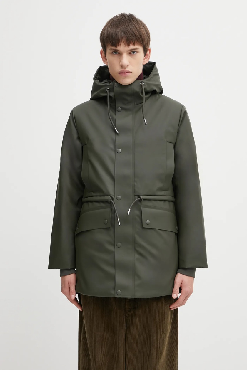 Rains parka Nome String W Parka W3T3 green color 21500.03 at  display picture 3