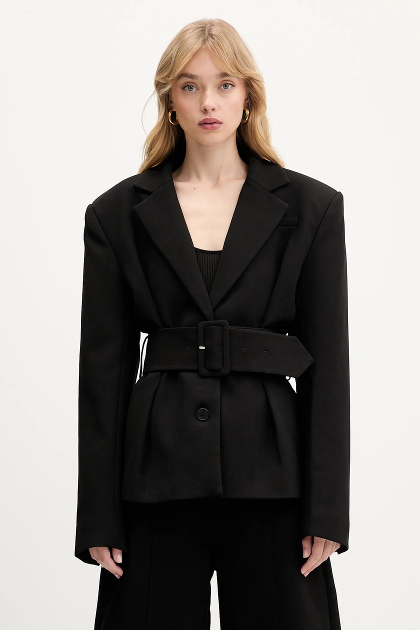 Rotate wool blend blazer Oversized Sequins Blazer black