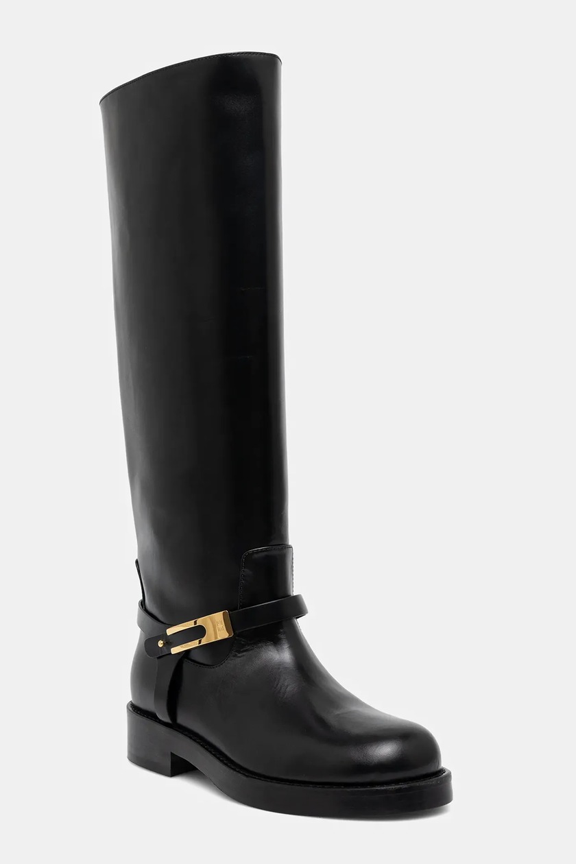 ぷぅ Bizuu kozaki skórzane DELINE damskie kolor czarny na słupku