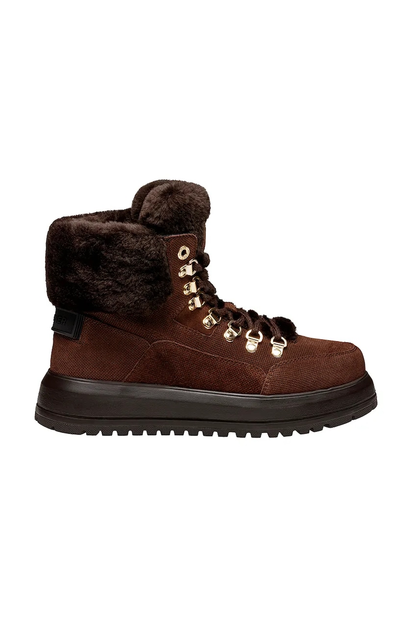 Замшеві чоботи Skechers KEEP COZY колір коричневий 169143 | ANSWEAR.ua
