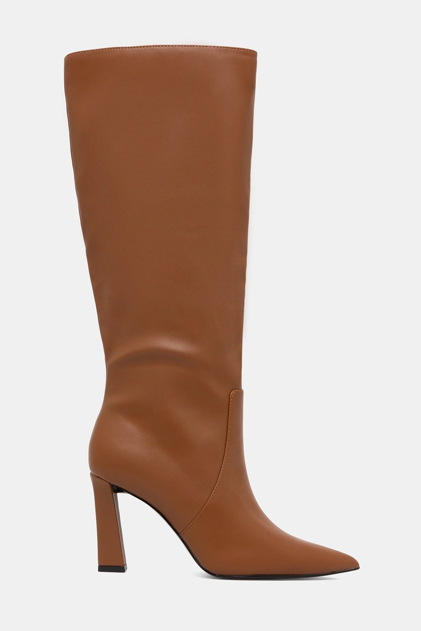 Medicine kozaki zamszowe damskie kolor brązowy na słupku