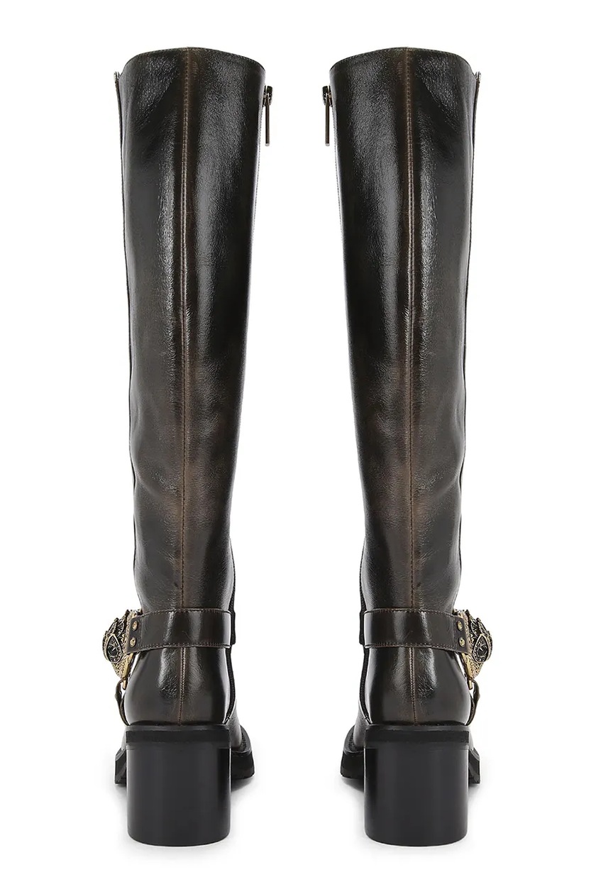 Kurt Geiger London kozaki skórzane Chelsea Mid Knee Biker damskie