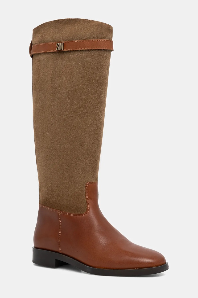 Steve Madden kozaki zamszowe La Rue damskie kolor beżowy na