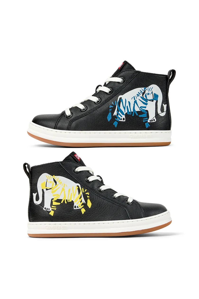 Camper Boys' TWS Runner Four Sneakers - Mismatched Leather Kids Shoes, White/Black/Blue, Lace-Up & Zip - View #8