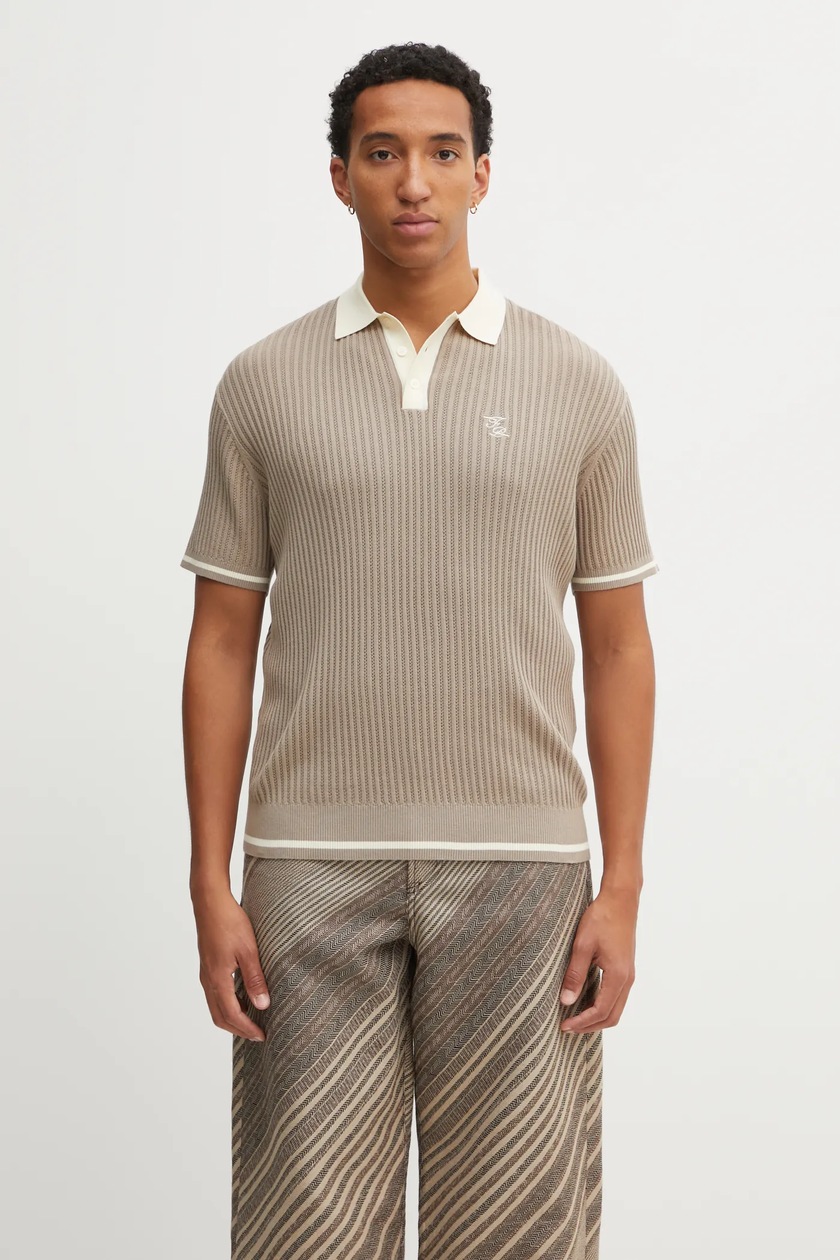 Wacko Maria cotton polo shirt LEOPARD KNIT POLO SHIRT ( TYPE-1