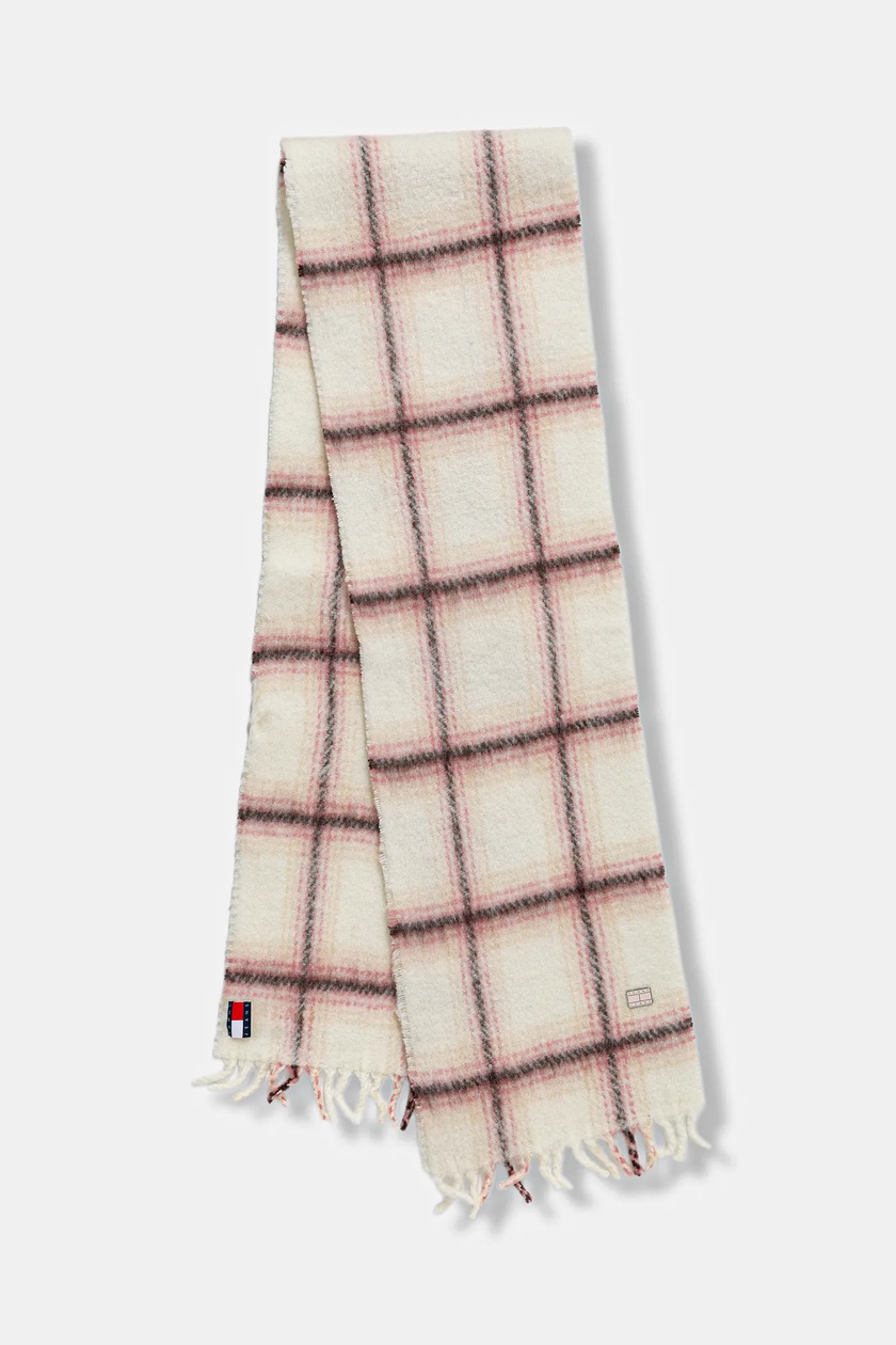 Tommy Jeans szalik z dodatkiem wełny damski kolor różowy