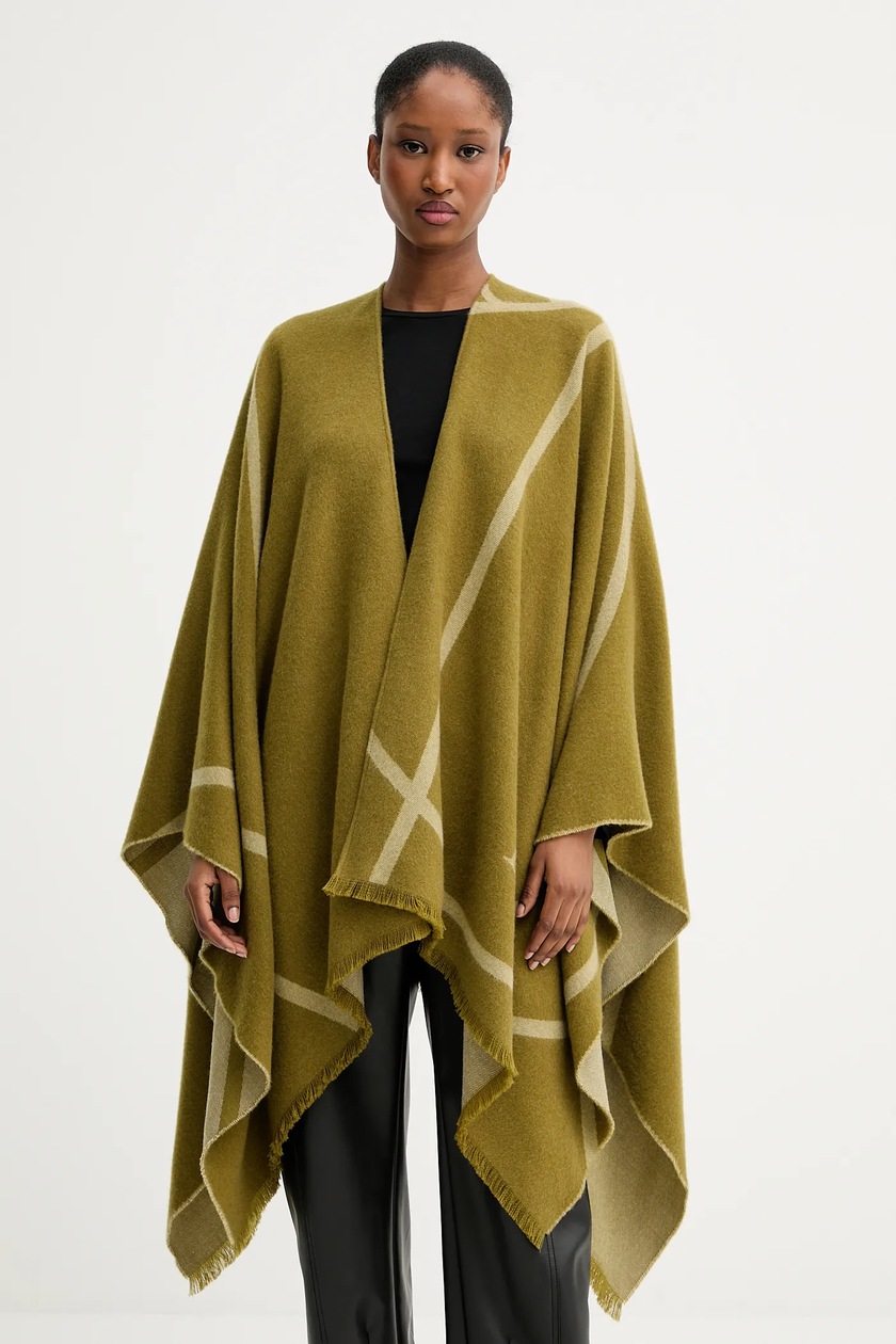 Desigual Damen-Poncho Im Karo-Design – Mit Kapuze Und Taillenzug