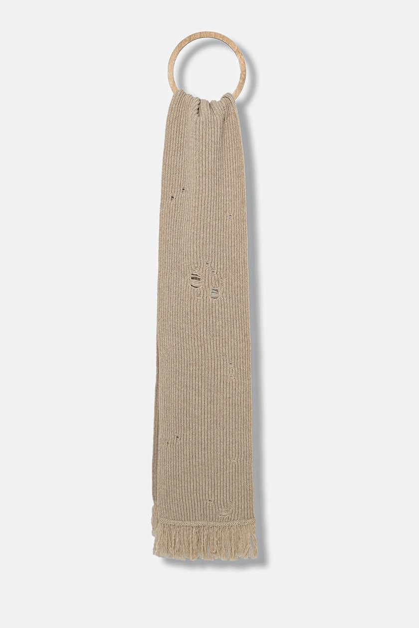 スカーフ Scarf - MM6 Maison Margiela - Wool - Beige MM6 Maison Margiela Wool-Blend Distressed Scarf | Harrods UK