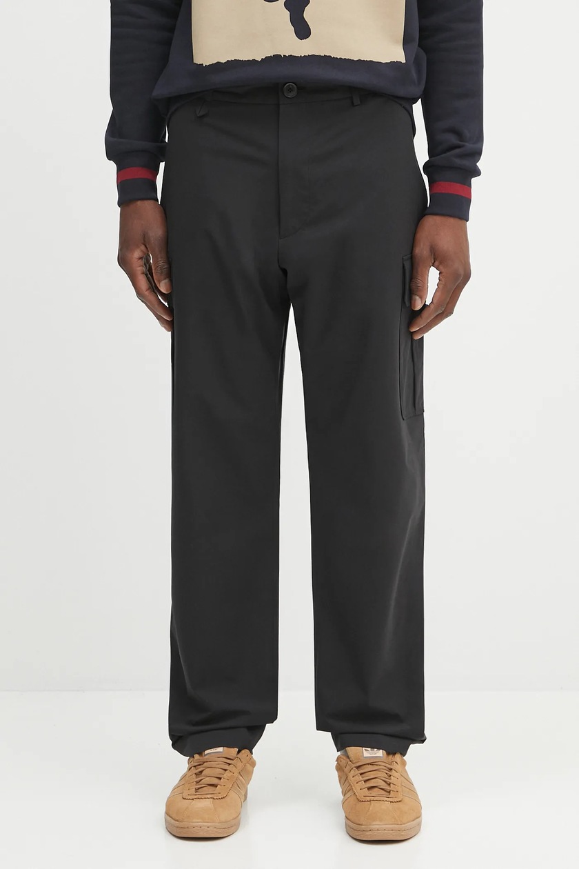 【送料無料】Paul Smith WOOL TAPERED PANTS Men's Dark Navy Bi-Stretch Wool Cuffed Pants