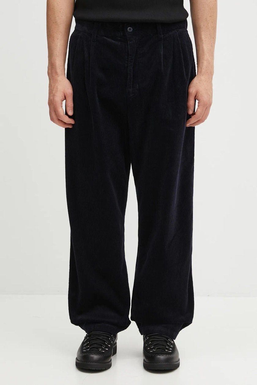 Carhartt WIP cotton trousers Double Knee Pant navy blue color