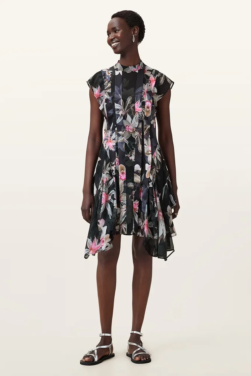 chinese dress ladies AllSaints- Abi Lace Trim Draped Midi Dress  dstore Egypt