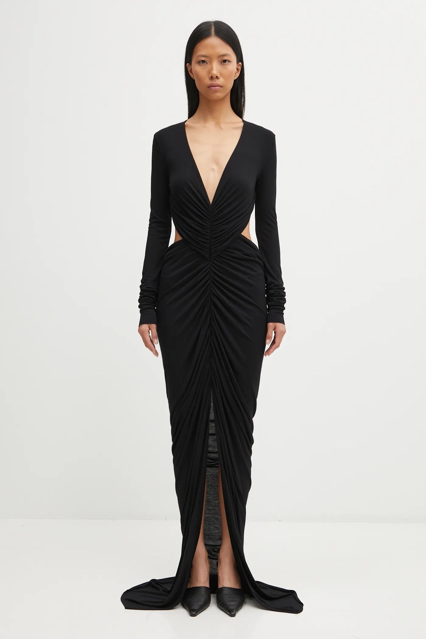 rick owens lilies long dress Rick Owens Lilies dress black color LI02D5526RV at PRM US
