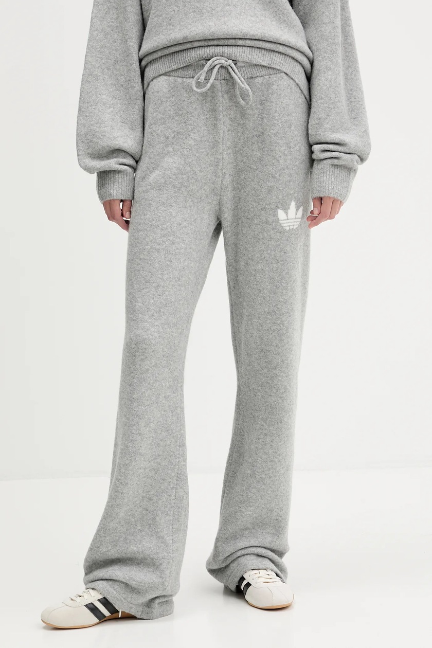 Штаны с примесью шерсти adidas Originals Knitted Pants цвет серый