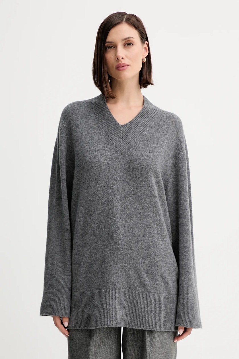 Samsoe Samsoe sweter z domieszką wełny damski kolor szary ciepły