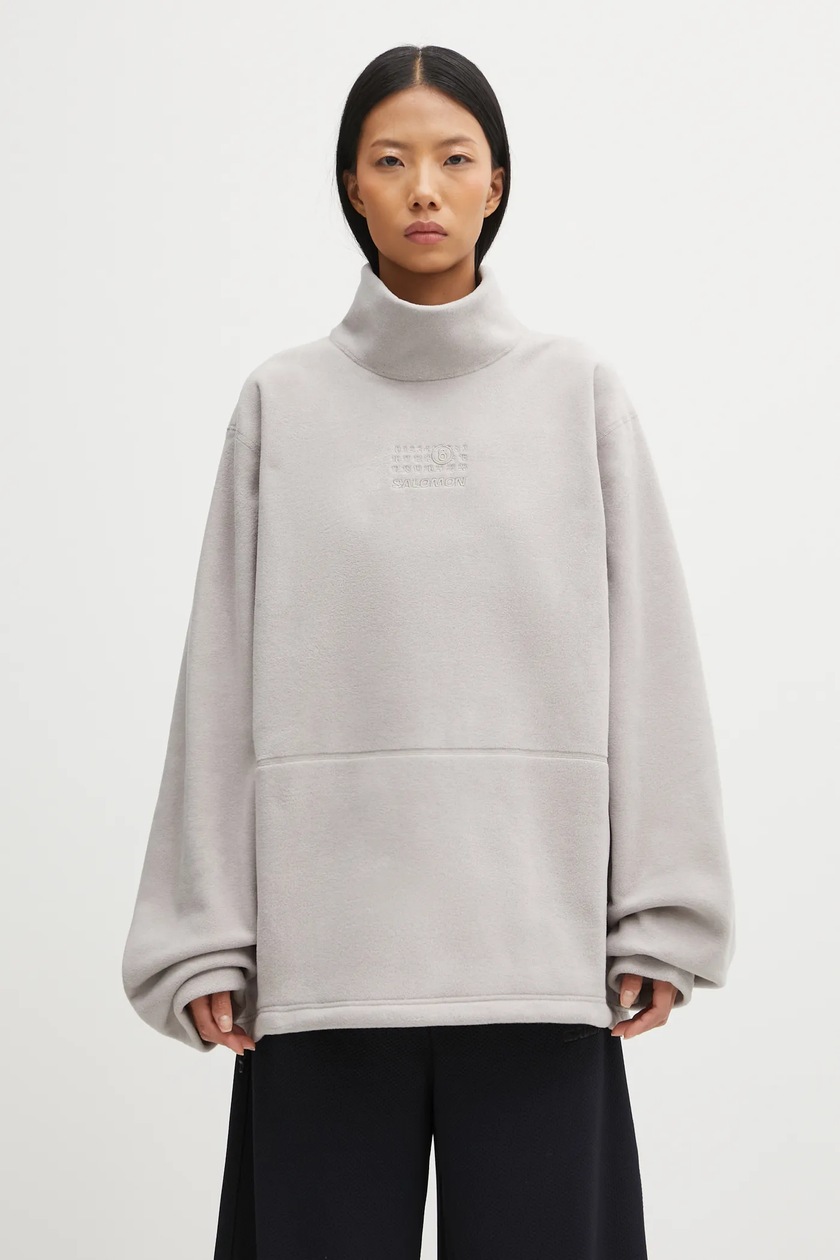 MM6 Maison Margiela fleece sweatshirt x Salomon gray color smooth