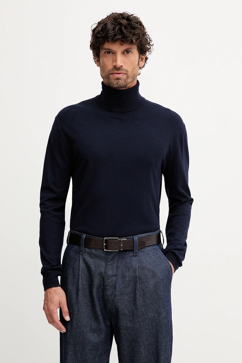 Maglione United Colors Of Benetton Uomo - Girocollo, Righe, Lana E Poliammide, Taglia L, Colore Blu
